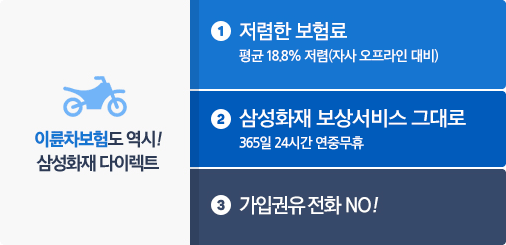 이륜차보험도 역시! 삼성화재 다이렉트